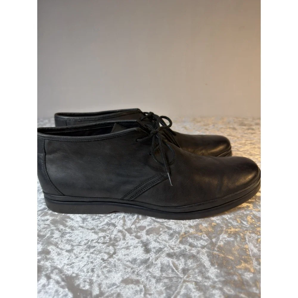 John Varvatos Black Leather Chukka Boots Mens 10.5 M Lace Up Ankle Dress Shoes